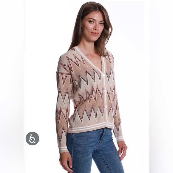 Minnie Rose Viscose Blend Chevron Cardigan Multi Color (read description) - Picture 14 of 15